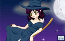Viste a la pequeña bruja en halloween